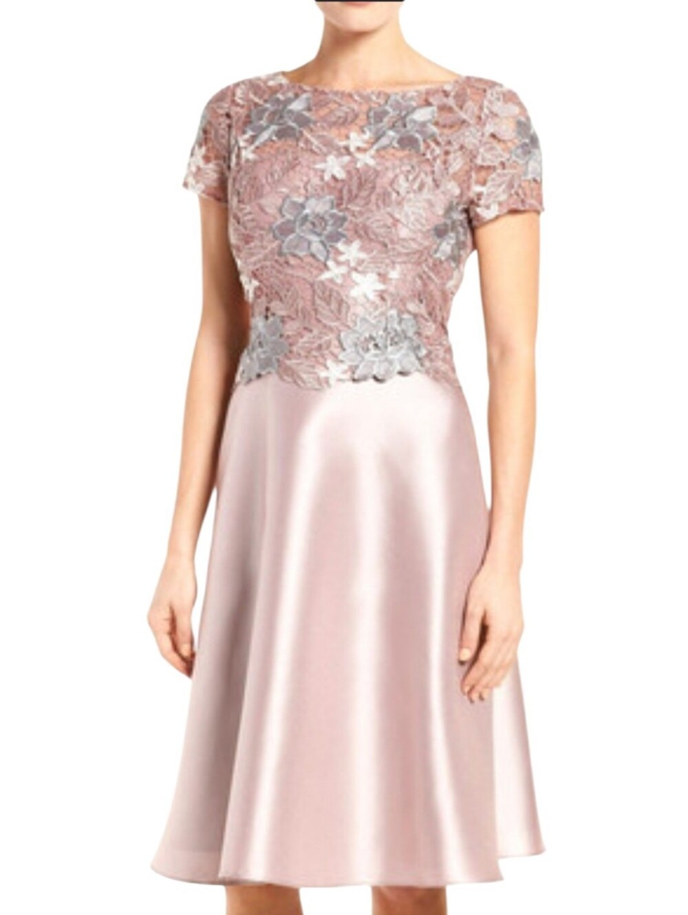 Adrianna Papell Mauve & Gray Lace Cocktail Dress Size 16